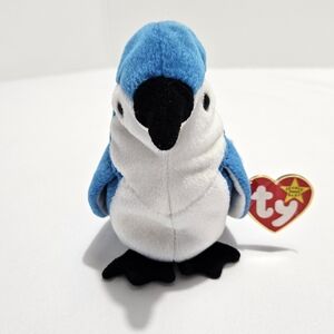 Ty Beanie Baby Rocket 1997 Blue Jay Plush w/ Tags –Cute Vintage Bird Collectible